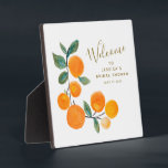 Placa Expositora Naranjas acuarelas frutan ducha de novia rústica<br><div class="desc">Naranjas de acuarela Fruto Rústico Ducha de Novias Plata de Bienvenida</div>