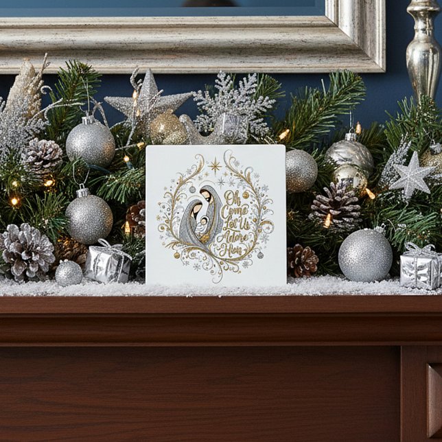 Placa Expositora Natividad de Navidad de plata y oro (Subido por el creador)