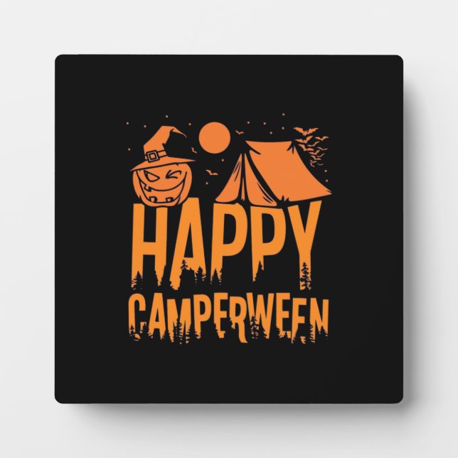 Placa Expositora Naturaleza del campamento de Halloween (Frente)