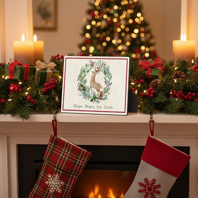 Placa Expositora Navidades acuarelas con personalizado de ciervos (Subido por el creador)