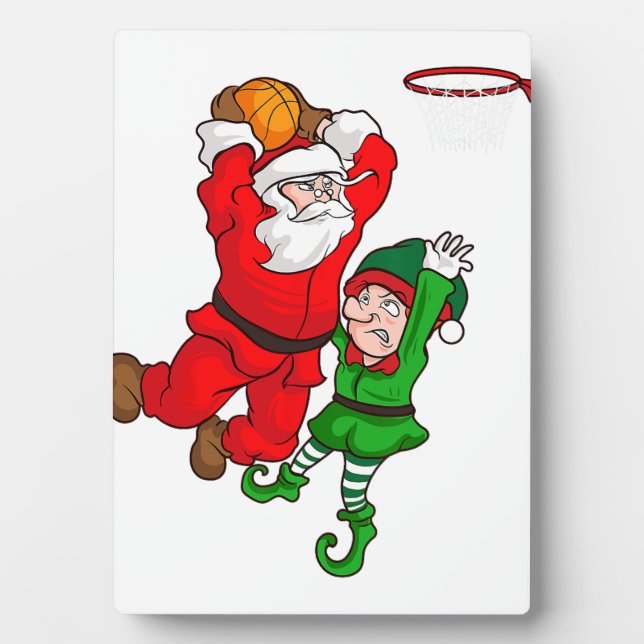 Placa Expositora Navidades Baloncesto Santa Claus Slam Dunk Elf Fun (Frente)