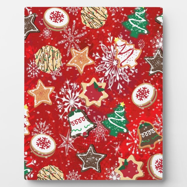 Placa Expositora Navidades cocina y copos de nieve en rojo (Frente)