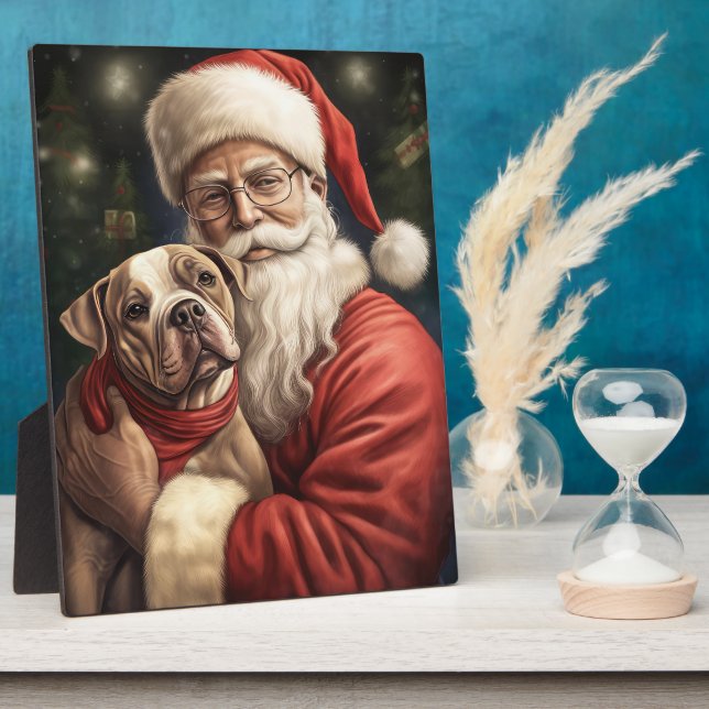 Placa Expositora Navidades de American Staffordshire con Santa Clau (Lado)