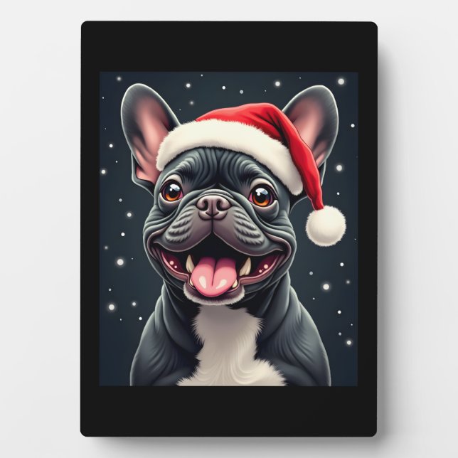 Placa Expositora Navidades de Bulldog franceses lanzan camiseta (Frente)