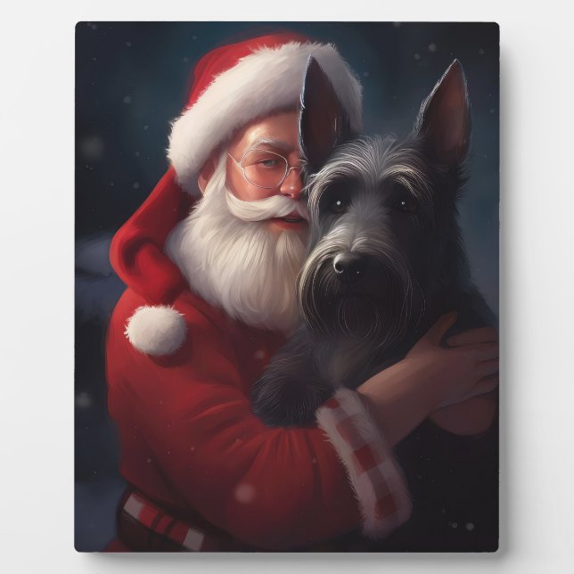 Placa Expositora Navidades festivos Scottish Terrier Santa Claus (Frente)