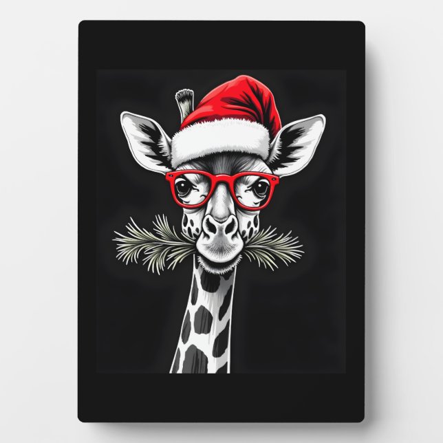 Placa Expositora Navidades Giraffe Santa Hat Pajama Gift (Frente)