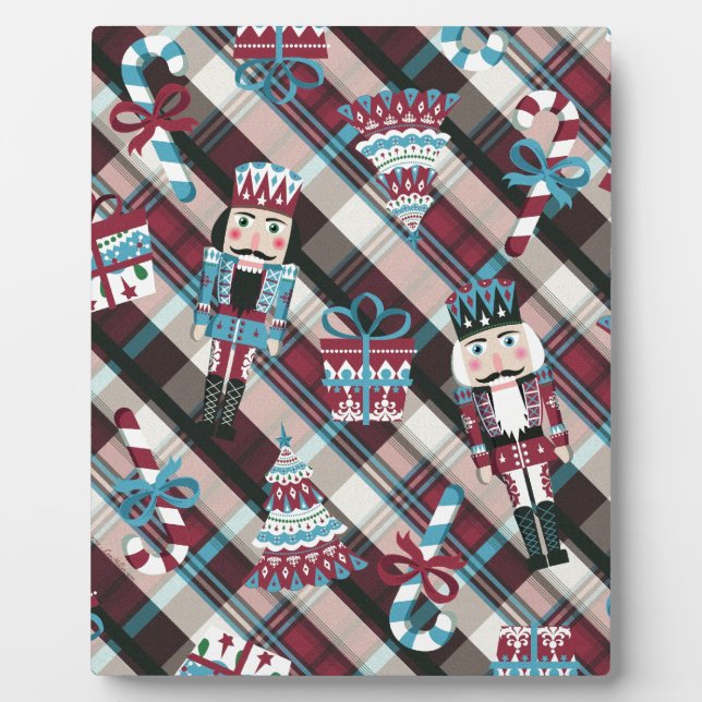 Placa Expositora Navidades Nutcracker Plaid Blue Burgundy (Frente)