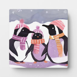 Placa Expositora Navidades Penguin Friends | Acuarela de invierno