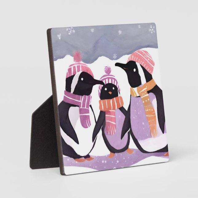 Placa Expositora Navidades Penguin Friends | Acuarela de invierno (Anverso)