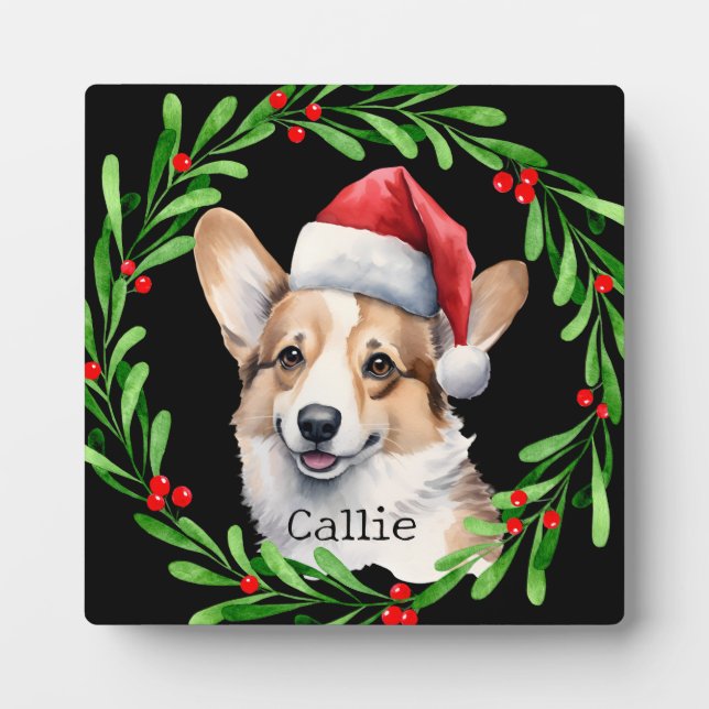 Placa Expositora Navidades Perro Pembroke Mascota de vacaciones de  (Frente)