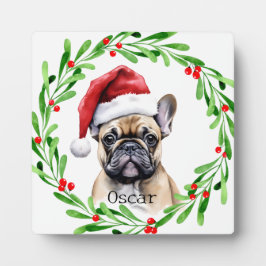 Placa Expositora Navidades Perro Tan Frenchie Bulldog Mascota franc