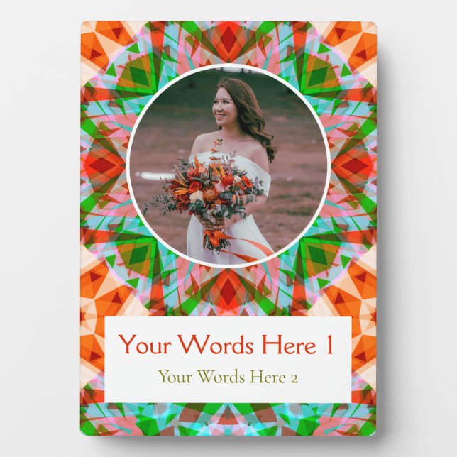 Placa Expositora Navidades personalizados Estrella Verde Roja Boda  (Frente)