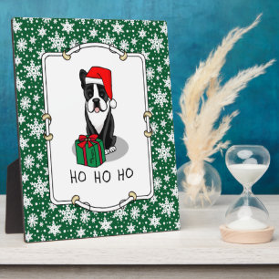 Placa Expositora Navidades Santa Boston Terrier (negro)