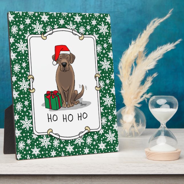 Placa Expositora Navidades Santa Chocolate Labrador Retriever Cute (Lado)