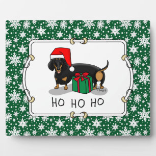 Placa Expositora Navidades Santa Dachshund (S black & tan) Cute