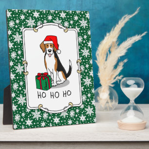 Placa Expositora Navidades Santa Hat Beagle (triple color 3) Dog Cu