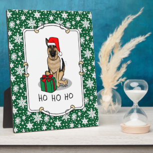 Placa Expositora Navidades Santa Hat German Shepherd Dog Cute