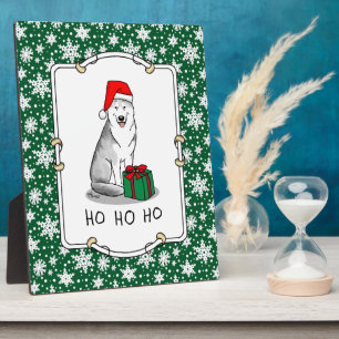 Placa Expositora Navidades Santa Hat Siberian Husky (plata) Cute