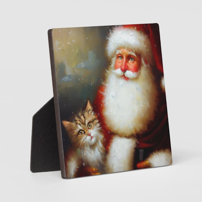 Placa Expositora Navidades Santa y un gato 2 (Anverso)