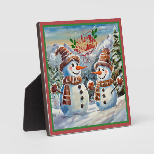 Placa Expositora Navidades Snowmen, Feliz Navidad,