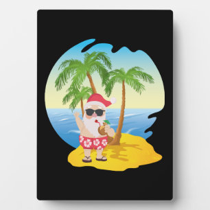 Placa Expositora Navidades Tropical Beach Funny Santa Claus