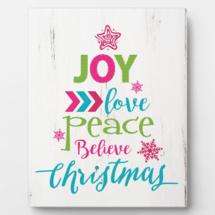 Placa Expositora Navidades Word Tree Art - Joy Love Peace Belibe