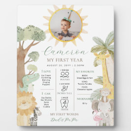 Placa Expositora Nayala Safari Animals First Birday Milestone