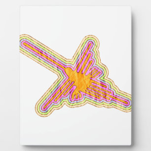 Placa Expositora Nazca Lines Hummingbird Con Efecto De Papel Arruga