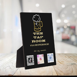 Placa Expositora Neer Beer Mug Social Media QR Codes Plaque