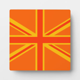 Placa Expositora Negrita Naranja Unión Jack Bandera Británica