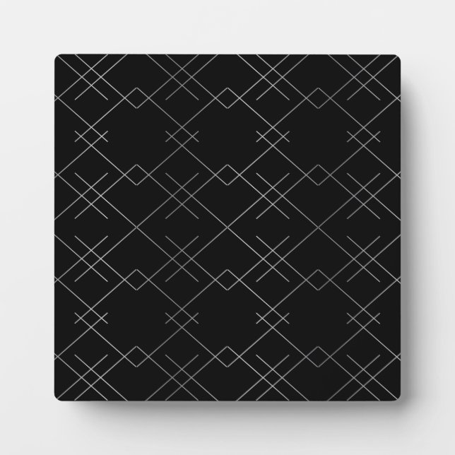 Placa Expositora Negro-plateado, fresco, elegante, simple patrón mo (Frente)