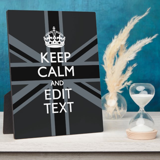 Placa Expositora Negro sobre negro Mantener la calma Obtener tu men (Lado)