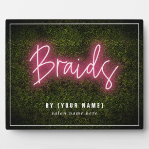 Placa Expositora Neon Boxwood Hair Salon Profesional Braids Plaque