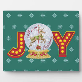 Placa Expositora Nevada vintage de Navidad globo de renos copos de