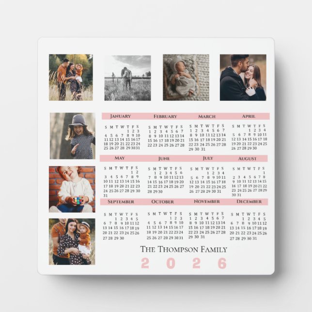 Placa Expositora New Year 2026 Calendar Family Multi Photo Collage (Frente)