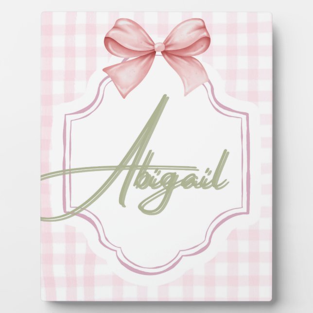 Placa Expositora Niña Abigail Personalizada Bow&Gingham (Frente)