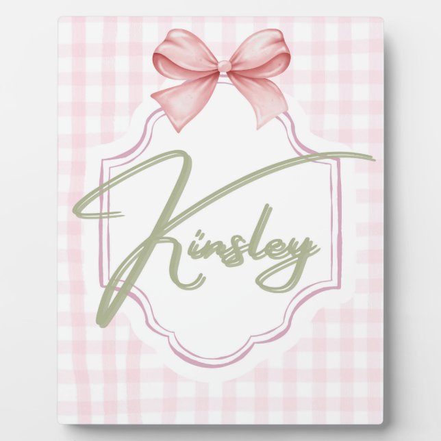 Placa Expositora Niña Kinsley Bow&Gingham personalizada (Frente)