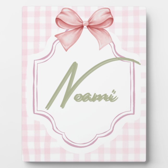 Placa Expositora Niña Nove Noemí Personalizada Bow&Gingham (Frente)