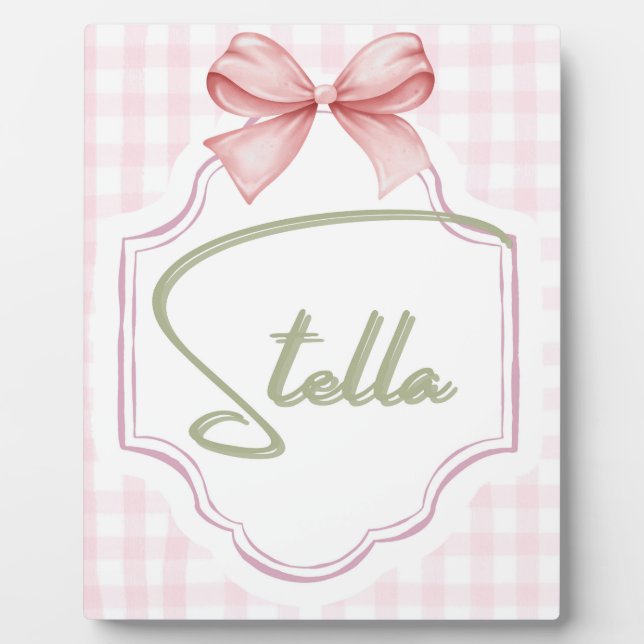Placa Expositora Niña Stella Bow&Gingham personalizada (Frente)