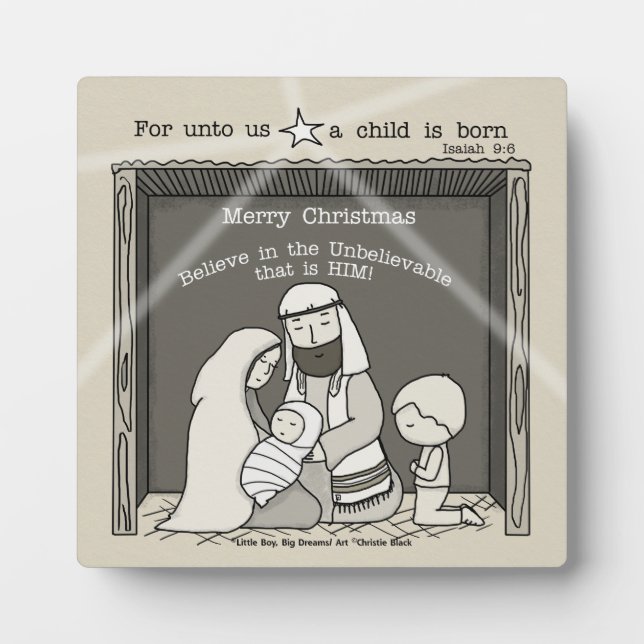 Placa Expositora Niño pequeño en la Navidad Manger-Merry (Frente)