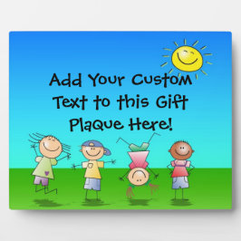 Placa Expositora Niños felices jugando al sol y niños al aire libre