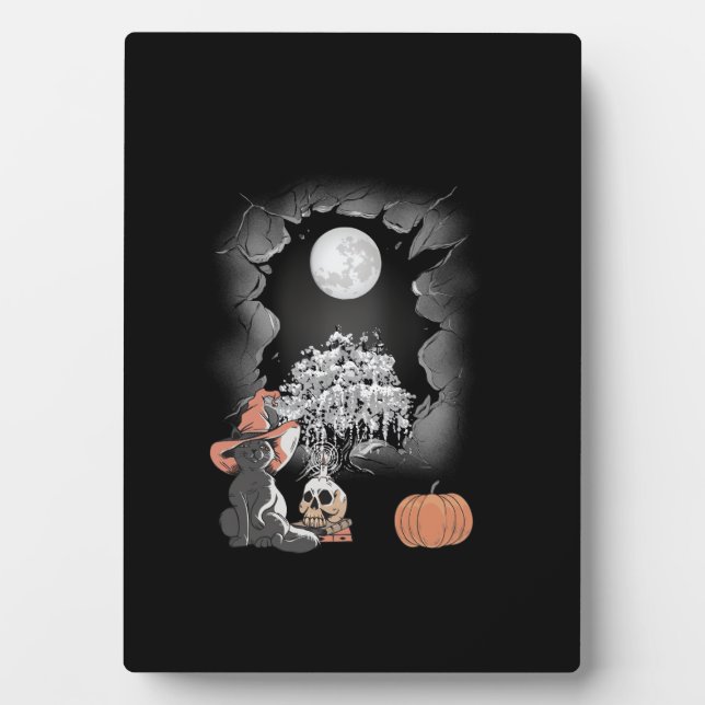 Placa Expositora Niños místicos de halloween gato de cuento de hada (Frente)