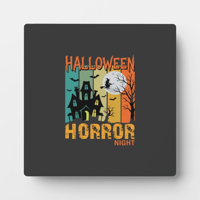 Placa Expositora Noche de Terror de Halloween Casa Embrujada Vector (Frente)