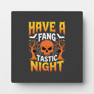 Placa Expositora Noche Fantástica Calavera y Murciélagos de Hallowe