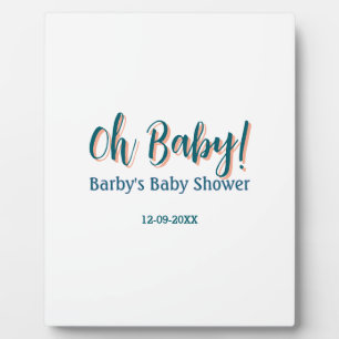 Placa Expositora Nombre de baby shower simple azul negrita oh bebé 