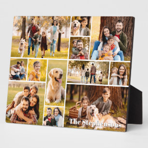 Placa Expositora Nombre de Collage de 12 Fotos Único Simple