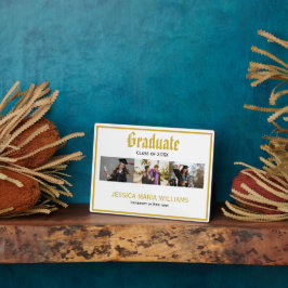 Placa Expositora Nombre de guión dorado Collage de fotos escolares 