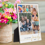 Placa Expositora Nombre de la familia de oro de 5 Collages de fotos<br><div class="desc">Placa moderna de 5 collage de fotos para personalizar con 5 fotos y nombre de familia. Hace un gran regalo para la familia.</div>