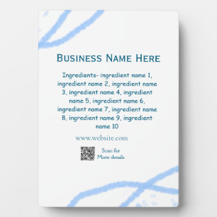 Placa Expositora Nombre de los ingredientes agregar nombre de negoc