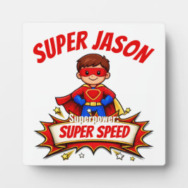 Placa Expositora Nombre de superhéroe personalizado para niños